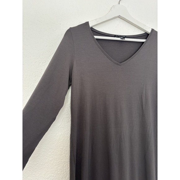 Eileen Fisher Womens Small/petite V Neck Grey‎ Stretch Dress Long Sleeve - Picture 4 of 7